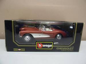 lot 23 image: BURAGO - 118 SCALE 1957 CHEVROLET CORVETTE CONVERTIBLE #3034 - GREAT PIECE - NEW IN BOX - SEE PICTURES