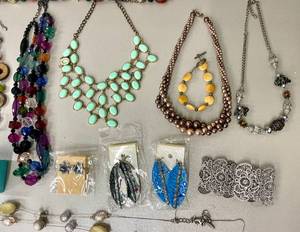 Large Lot of Costume Jewelry-Necklaces Earrings&nbsp