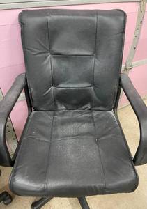 Lot of 2 Leather Swivel Adjustable Height Office Chairs