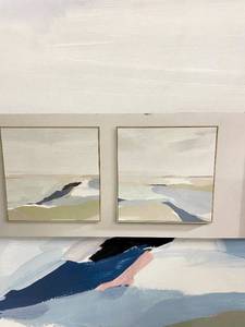 2 Framed Abstract Artwork Prints 24 x 24
