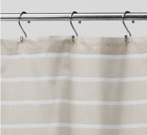 Threshold White and Tan Cotton Shower Curtain