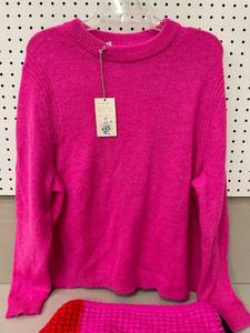 Lot of 2 Womens Knit Pink Sweater and Scarf Set Size XL