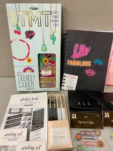 Lot of Journals, Pens, Jewelry Making Kit, and More.