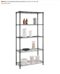 HDX Black 5-Tier, Chrome 5-Tier Steel Wire Shelving Units & 4 in. Caster Kit. See Pictures
