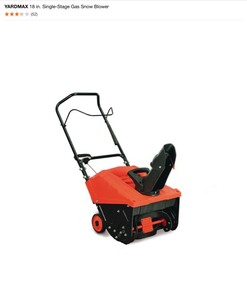YARDMAX 18 in. Single-Stage Gas Snow Blower. See Pictures