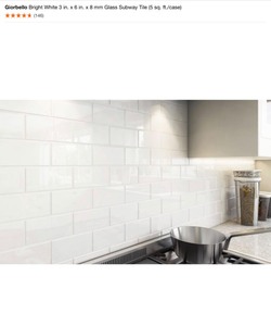Giorbello Bright White 3 in. x 6 in. x 8 mm Glass Subway Tile (5 sq. ft.case). See Pictures