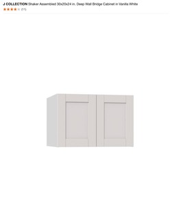 J COLLECTION Shaker Assembled 30x20x24 in. Deep Wall Bridge Cabinet in Vanilla White. See Pictures
