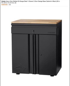 Husky Heavy Duty Welded 20-Gauge Steel 1-Drawer 2-Door Garage Base Cabinet in Black (28 in. W x 32 in. H x 21.5 in. D). See Pictures