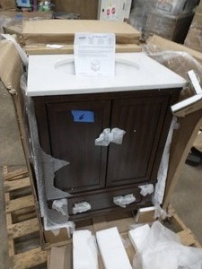 lot 6 image: Dorel Living DA8050-A 24 in. Otum Bathroom Vanity, Dark Walnut