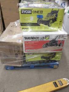 lot 31 image: PALLET OF ASSORTED LAWNMOWERS