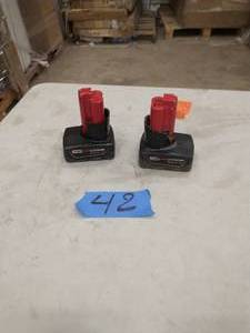 lot 42 image: MILWAUKEE M12 RED LITHIUM 4.0 AND 6.0 BATTERYS SEE PICTURES