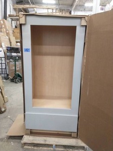 lot 66 image: HAMPTON BAY Courtland Sterling Gray Finish Laminate Shaker Stock Assembled Double Oven Kitchen Cabinet 33 in. x 84 in. x 24 in.