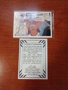 Signed & Numbered Mike Schmidt Card With COA