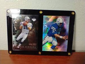 2 Peyton Manning Cards in Plaque - Black Diamond Rookie