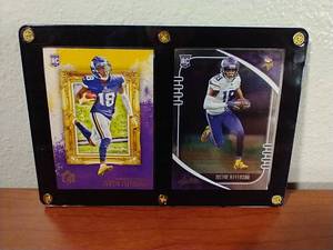 2 Justin Jefferson Rookie Cards in Plaque