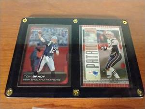 2 Tom Brady Bowman Chrome Cards in Plaque