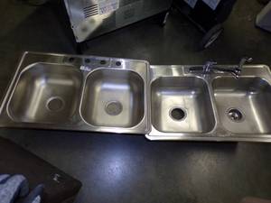 lot 14 image: Pair of Kitchen Sinks one with Faucet