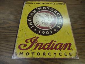 lot 61 image: Indian Motorcycle Tin Sign, 12.5x16...