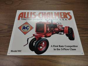 lot 64 image: Allis Chalmers Tin Sign, 16x12.5...
