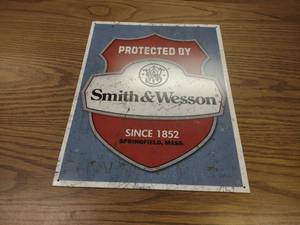 lot 67 image: Smith & Wesson Tin Sign, 12.5x16...