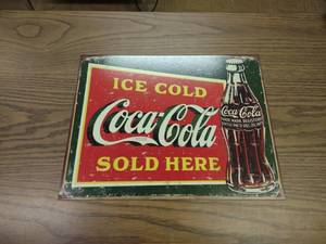 lot 70 image: Coca-Cola Tin Sign, 16x12.5...