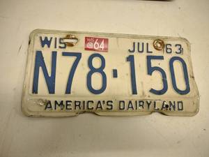 lot 26 image: 1963 WI License Plate...