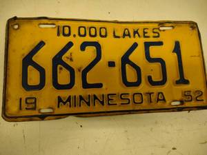lot 33 image: 1952 MN License Plate...
