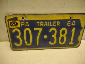 lot 36 image: 1964 PA License Plate...