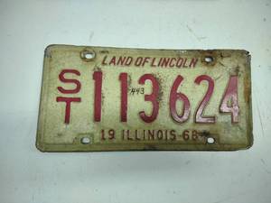 lot 38 image: 1968 IL License Plate...