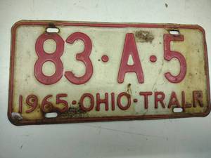 lot 47 image: 1965 OH License Plate...