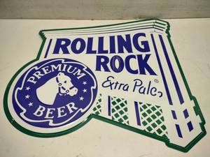 lot 5 image: Rolling Rock Aluminum Sign, 35x35...