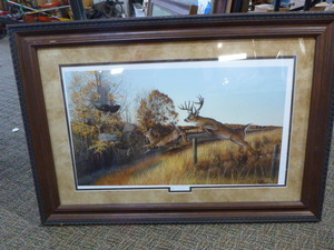 Deer and Turkeys Framed Print by Eddie LeRoy