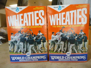 2 Unopened Boxes of Wheaties 1987 World Champions Minnesota Twins
