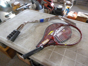 2 Motorcycle Handle Bars and Tennis Racket
