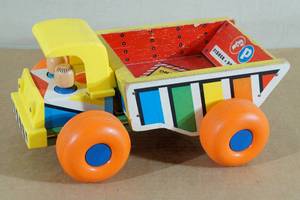 lot 200 image: Vintage Wood Fisher Price Little People Dump Truck