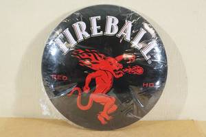 lot 54 image: Domed Metal Fireball Red Hot Whisky Sign