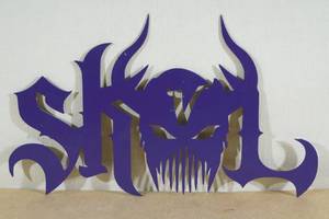 lot 52 image: Laser Cut Metal Minnesota Vikings Skol Skull Sign