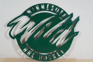 lot 51 image: Laser Cut Metal Minnesota Wild Sign