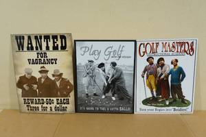 lot 72 image: Three Stooges Tin Signs