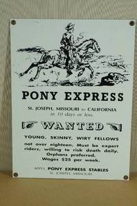 lot 73 image: Porcelain Enameled Ande Rooney Pony Express Sign