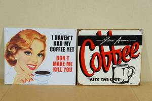 lot 75 image: 2 Tin Coffee Theme Novelty Signs