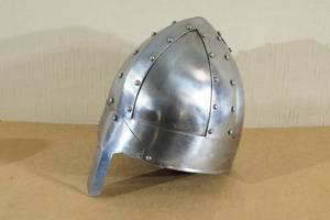 lot 38 image: Heavy Gauge Metal Replica Helmet with Nose Protection