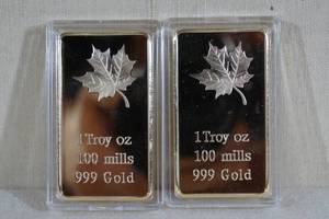 lot 19 image: 2 Gold PLATED Bars