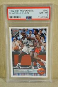lot 50 image: 1992 Upper Deck McDonalds Shaquille ONeal #P43 Card - PSA 8