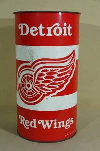 lot 9 image: Detroit Red Wings Metal Garbage Can - 1994