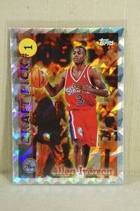 lot 52 image: 1996-97 Topps Allen Iverson Draft Pick Refractor Rookie Card - DP1