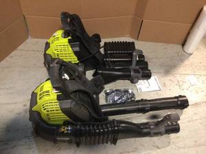 Lot of 2 175 MPH 760 CFM 38cc Gas Backpack Leaf Blower by RYOBI Customer Returns See Pictures