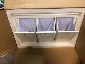 lot 13 image: Hampton Harbor 37 in. Triple Tilt-Out Hamper in White by Home Decorators Collection Customer Returns See Pictures