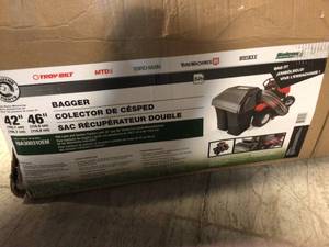 lot 36 image: Original Equipment 42 in. and 46 in. Double Bagger for Troy-Bilt and Craftsman Lawn Mowers (2010 and After) by MTD Genuine Factory Parts Customer Returns See Pictures
