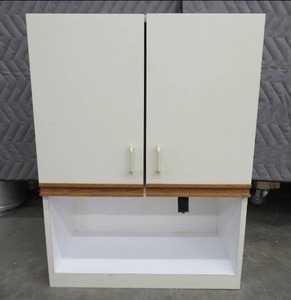 lot 39 image: WHITE  OFF WHITE WALL CABINET